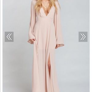 MUMU VENUS LONG SLEEVE DRESS IN DUSTY BLUSH